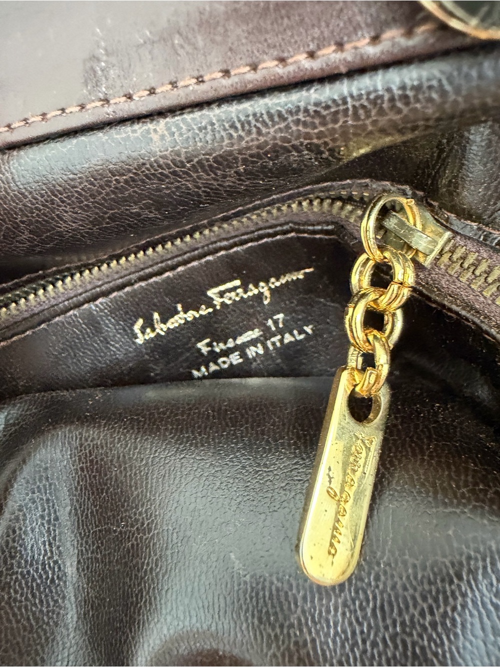Vintage Salvatore Ferragamo Dark Brown Suede & Leather Shoulder Bag - Picture 3 of 5